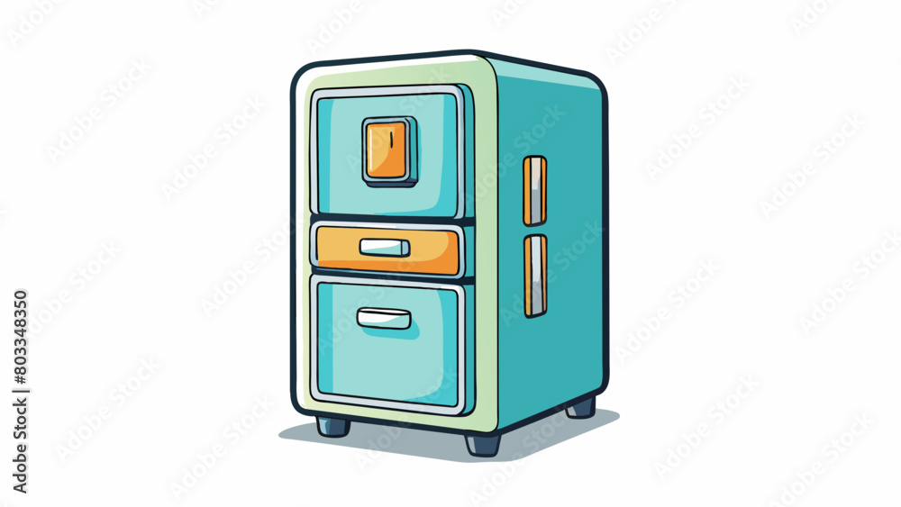 Fototapete An energyefficient model with a digital display for temperature control and a bottom drawer that can convert from a fridge to a freezer as needed.. Cartoon Vector