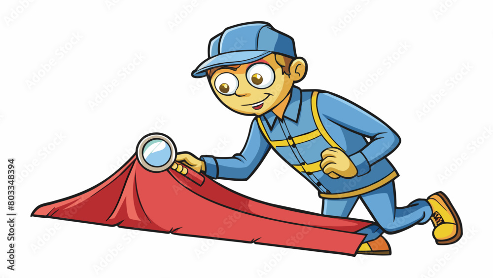 Aufkleber an inspector runs their hand along the fabric of a shirt feeling for any anomalies such as rough pat