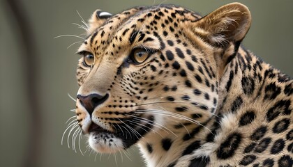 A Leopard With Its Whiskers Twitching Alert To Da