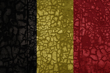 flag of belgium on a grunge vintage metal rusty cracked wall background