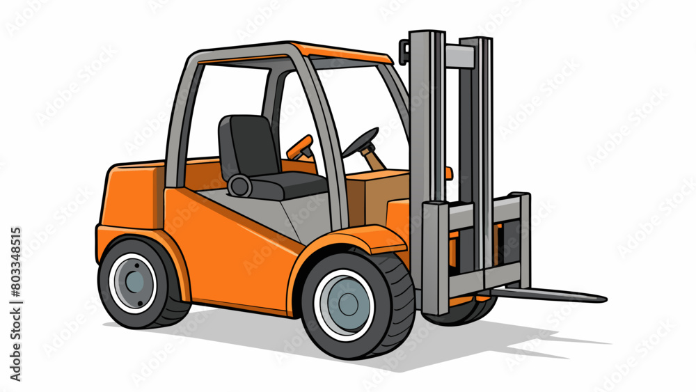 Aufkleber an orange and black forklift designed for outdoor use featuring massive thick tires and a durable st