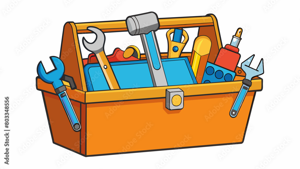 Aufkleber An organized toolbox filled with different sized tools neatly arranged and easily accessible. Its versatility and practicality represent the idea of. Cartoon Vector