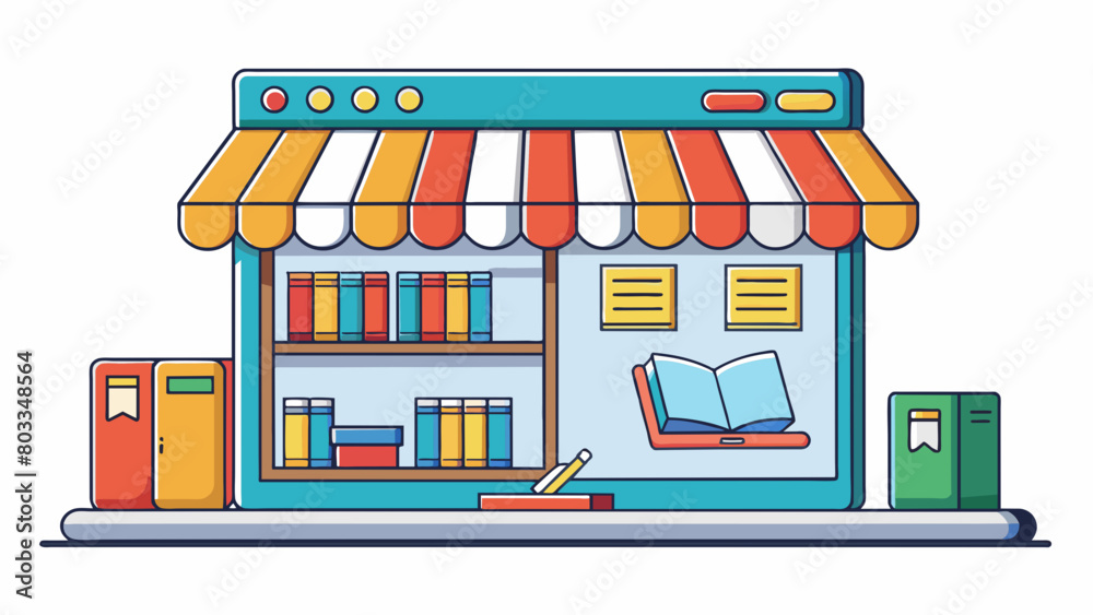 Aufkleber An online bookstore with a userfriendly interface featuring a vast collection of both physical and digital books. Customers can easily browse and. Cartoon Vector