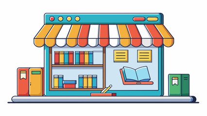 An online bookstore with a userfriendly interface featuring a vast collection of both physical and digital books. Customers can easily browse and. Cartoon Vector