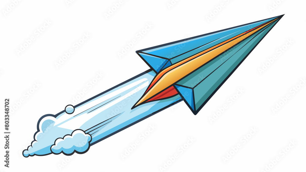 Aufkleber A paper airplane soaring through the sky representing the idea of ambition and dreams. Just like how a paper airplane defies gravity and takes flight. Cartoon Vector