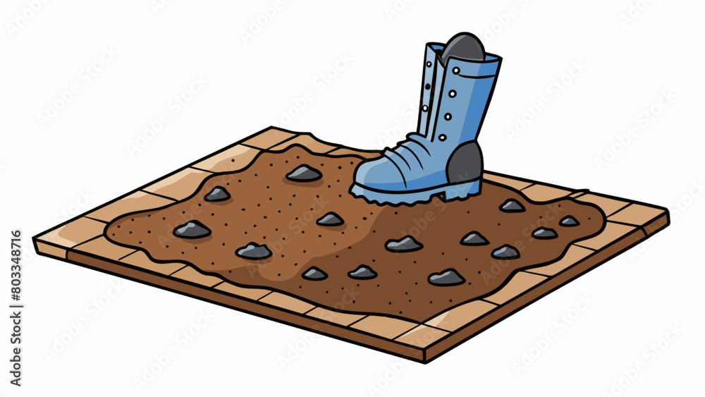 Aufkleber A patch of wet dark earth that sticks to your boots creating a ing sound with each step. The surface is uneven and tered with small rocks creating a. Cartoon Vector