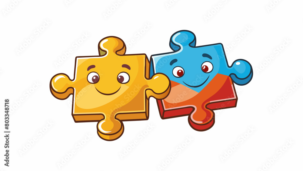 Poster a pair of interlocked puzzle pieces like a puzzle marriage is a collaboration of two pieces that cre