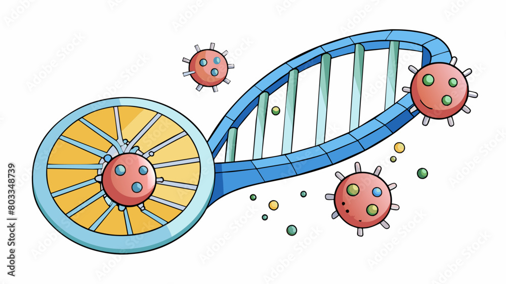 Poster A patch of damaged DNA within a cell causing it to malfunction and grow uncontrollably leading to the spread of cancer.. Cartoon Vector