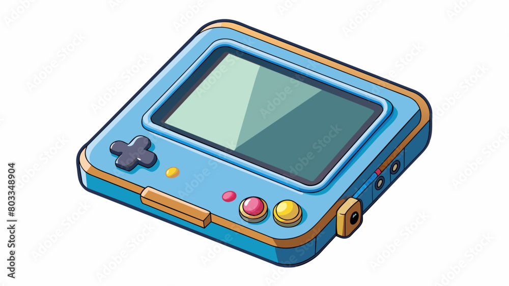 Poster A portable handheld gadget with a smaller screen and buttons used for watching shows and movies onthego.. Cartoon Vector