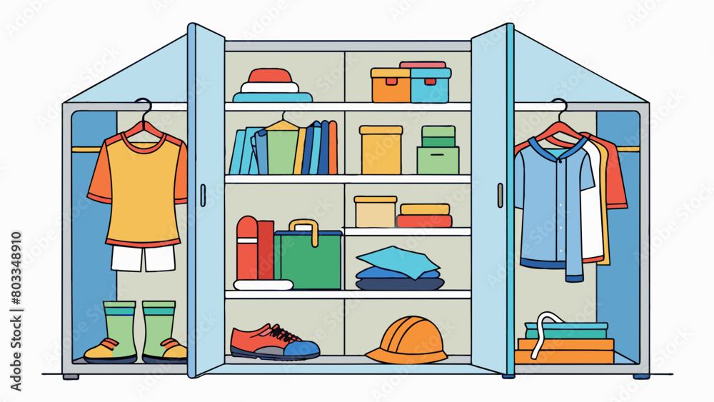 Poster A popular od for organizing and decluttering a closet is the KonMari od. This od involves grouping items by cate such as clothes and books and then. Cartoon Vector