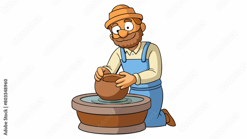 Poster a potter carefully molds a lump of clay into a wide bowl using her hands to smooth out any lumps and