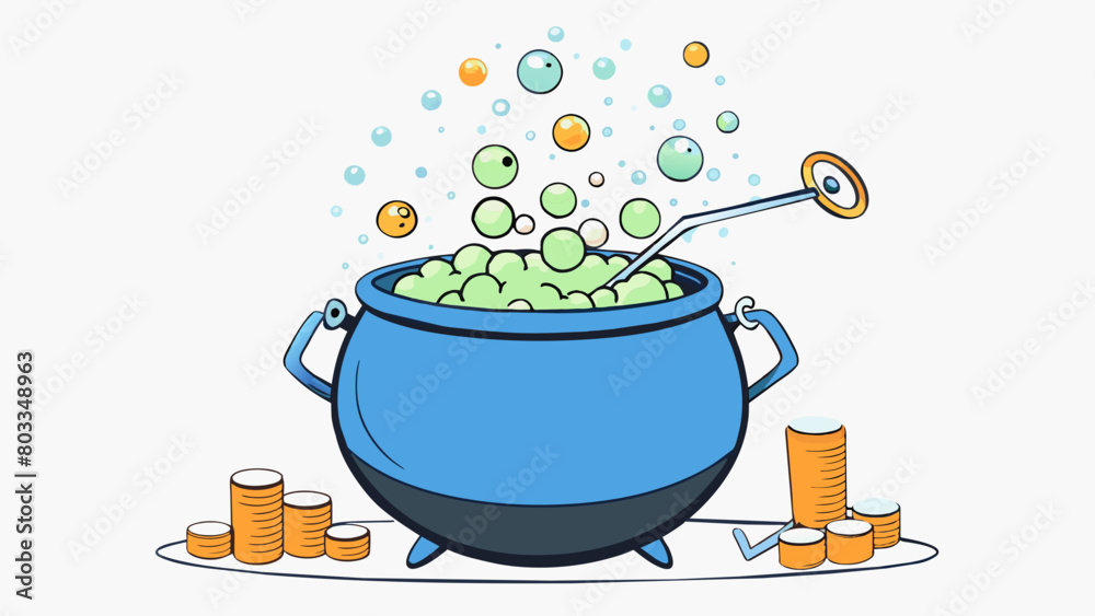 Poster a pot of boiling water as the water heats up and bubbles form the economy during inflation experienc