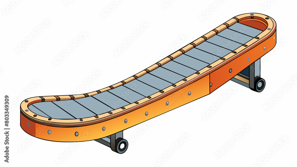 Poster a rubber conveyor belt with raised ridges running along its length. the belt is used to transport ma