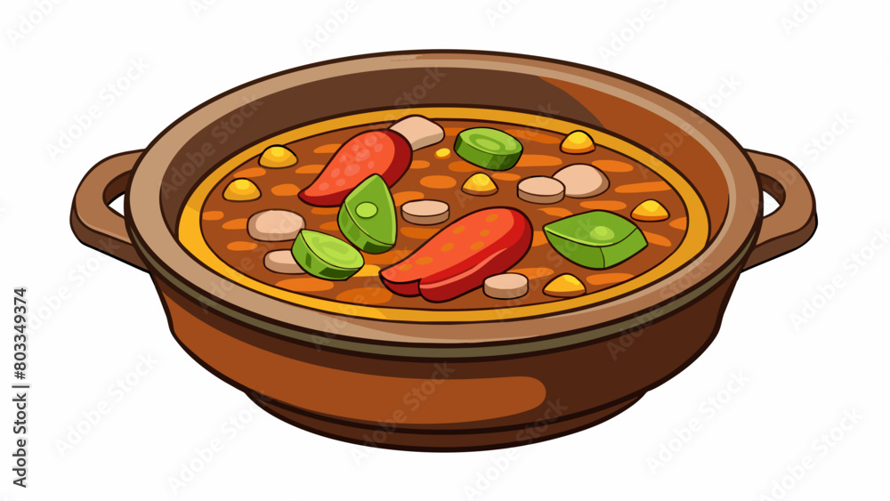 Poster a rustic soup rustic and hearty with earthy brown lentils tender chunks of sausage and colorful chun
