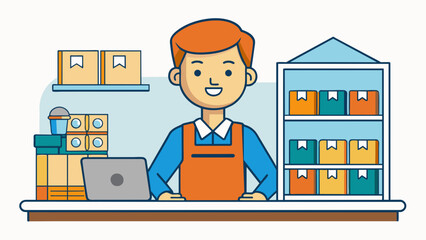 A retail store manager overseeing the daily operations including inventory management scheduling staff and ensuring customer satisfaction.. Cartoon Vector