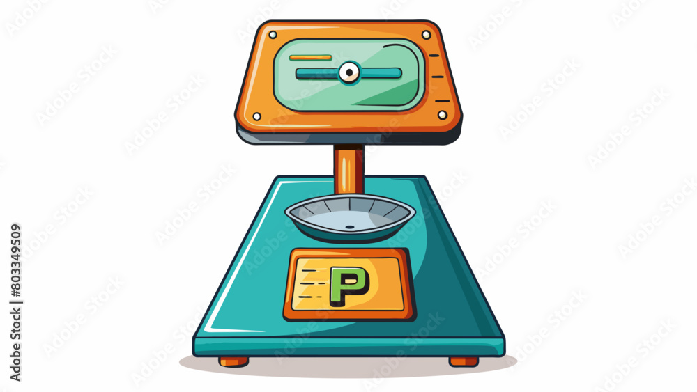 Fototapete A scale with a digital display showing the precise weight of an object p on it regardless of its packaging or appearance.. Cartoon Vector