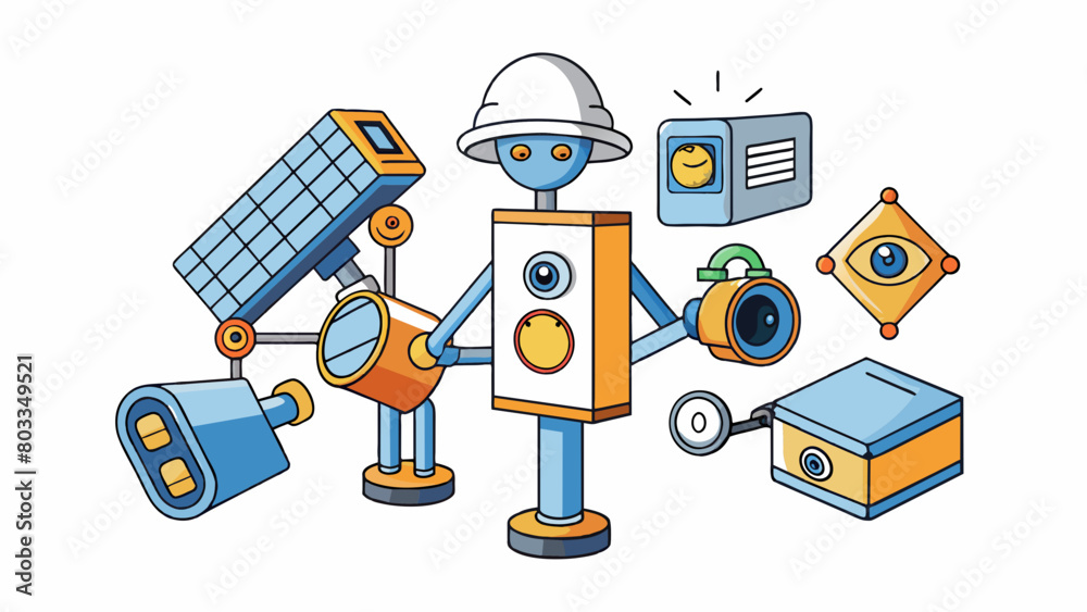 Poster A security system is a set of devices such as cameras alarms and motion sensors that are installed in a building to protect it from intruders. These. Cartoon Vector