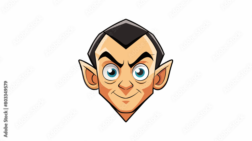 Poster A sharp angular cheekbone with defined contours giving the face a chiseled appearance.. Cartoon Vector