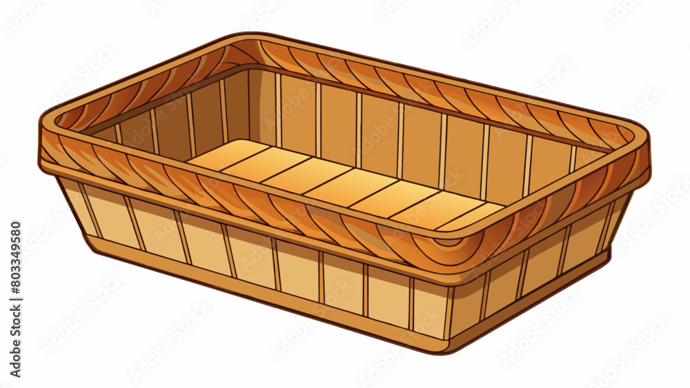 Leinwandbilder a shallow rectangular basket made from thin strips of wood. it has a decorative design around the ed