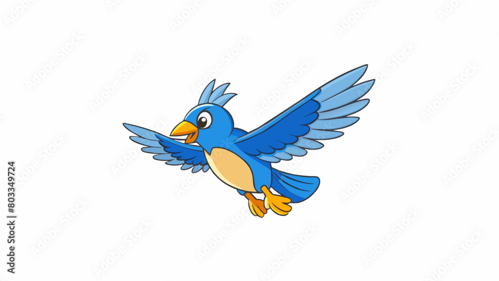 Poster A single bird soaring high in the sky its wings beating against the air as it navigates its own path. It is free from any restraints or boundaries. Cartoon Vector