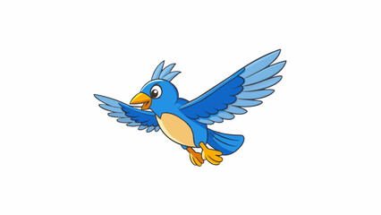 Obraz premium A single bird soaring high in the sky its wings beating against the air as it navigates its own path. It is free from any restraints or boundaries. Cartoon Vector