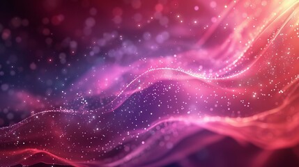 Fototapeta premium Pink purple blue glowing particles wave flow