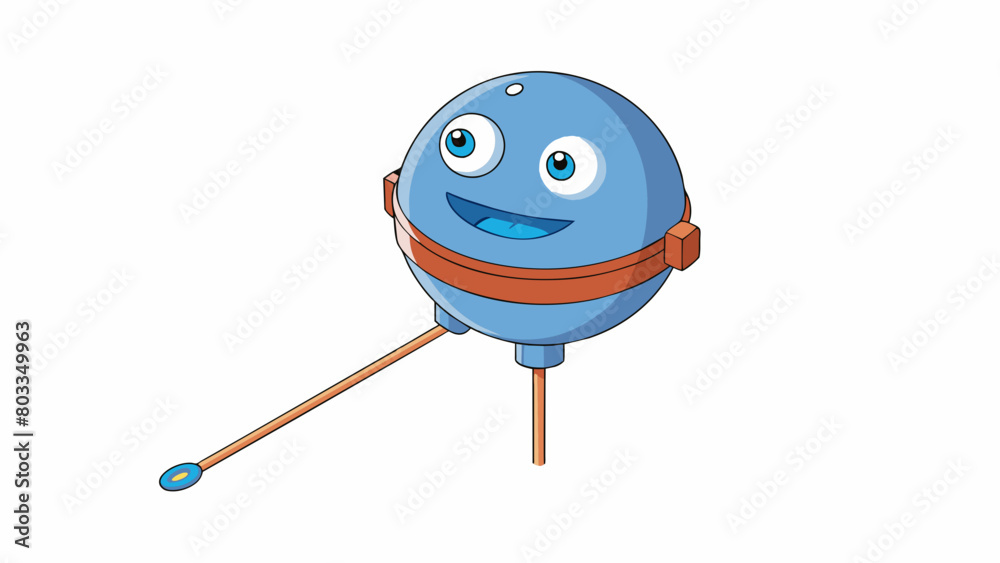Poster A small round sensor with a long wire attached to it is used in conjunction with machinery in a manufacturing plant. It has the ability to detect. Cartoon Vector