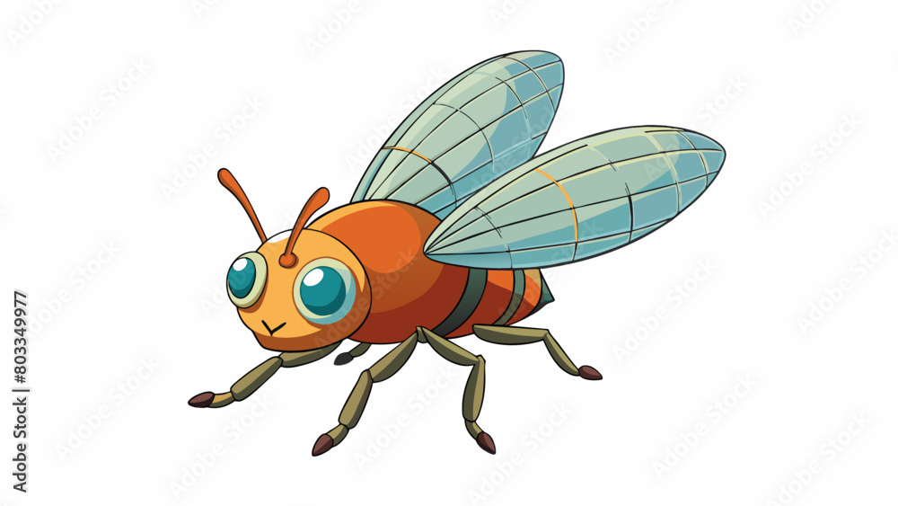 Poster A small round insect with a hard glossy shell and tiny delicate legs. Its brightly colored wings are folded on its back making it look like a mini. Cartoon Vector