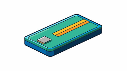A small rectangular piece of plastic with a magnetic strip on one side. It can be easily swiped or inserted into machines and holds an electronic. Cartoon Vector