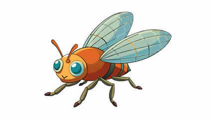A small round insect with a hard glossy shell and tiny delicate legs. Its brightly colored wings are folded on its back making it look like a mini. Cartoon Vector
