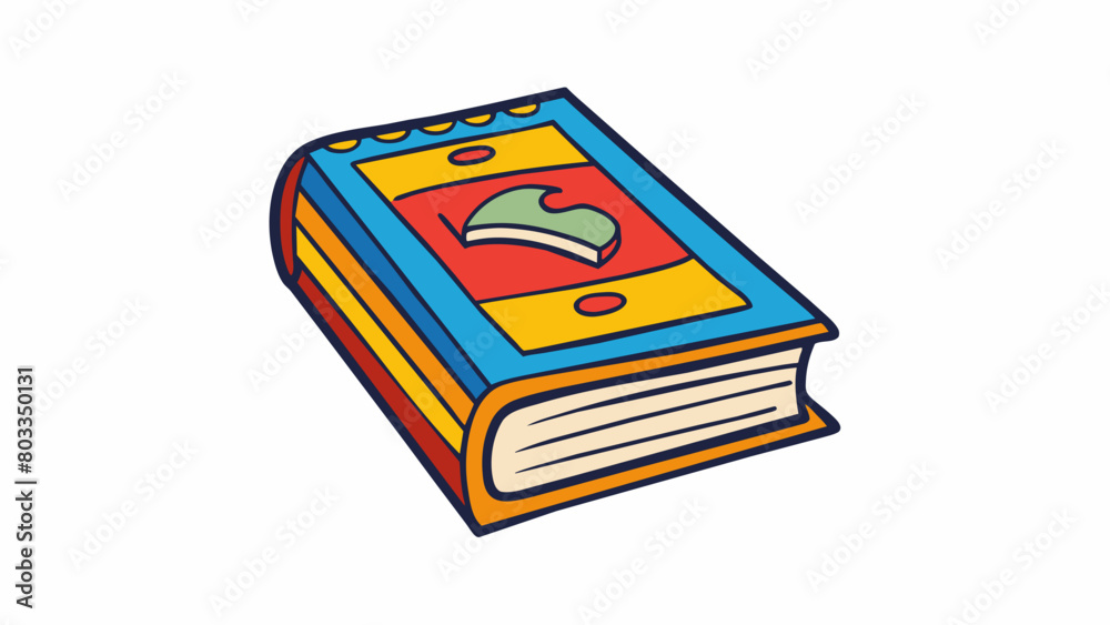 Poster A squareshaped book with a colorful cover and bold typography recognized as a symbol of knowledge and education.. Cartoon Vector