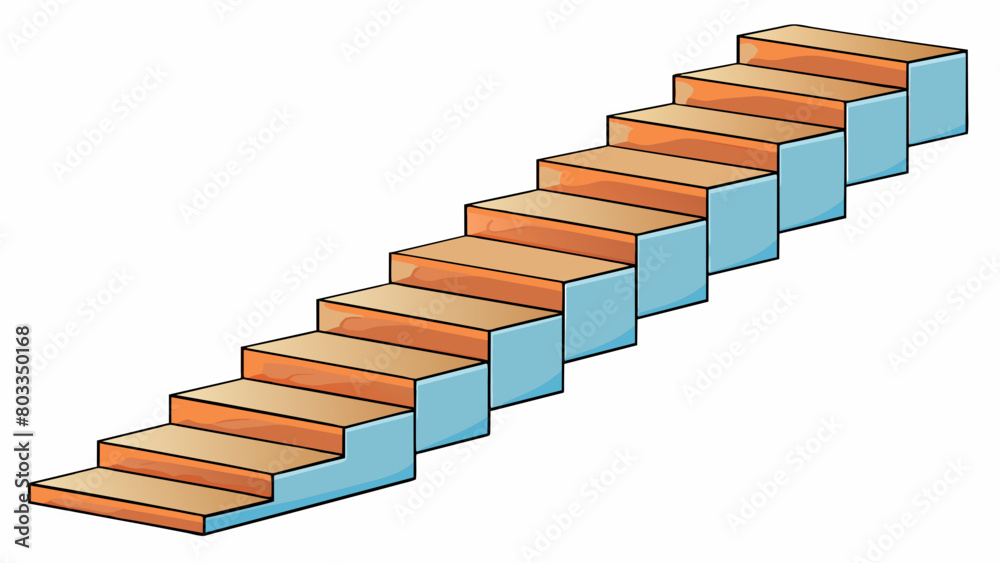 Poster A staircase with multiple steps ascending upwards each step gradually increasing in height until reaching the top creating a steep and daunting climb.. Cartoon Vector