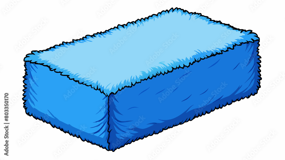 Poster A soft fluffy material that is rectangular in shape and comes in various shades of blue.. Cartoon Vector