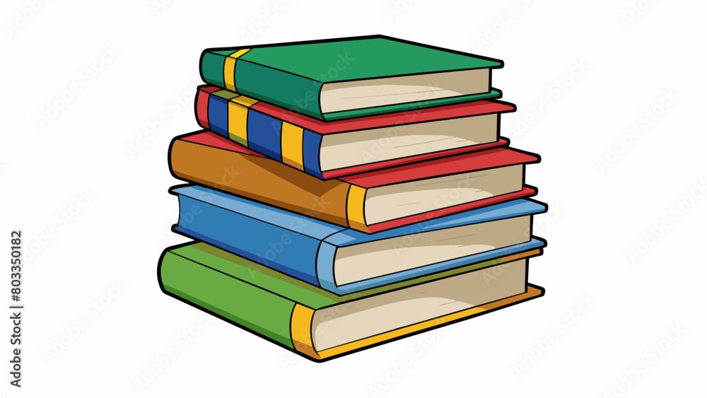 Poster A stack of books on a library shelf each one representing a world of knowledge and ideas waiting to be explored by anyone who chooses to pick them up.. Cartoon Vector
