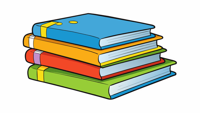 A stack of textbooks scribbled with colorful notes and highlighted passages showcasing the thirst for knowledge and eagerness to learn of youth.. Cartoon Vector