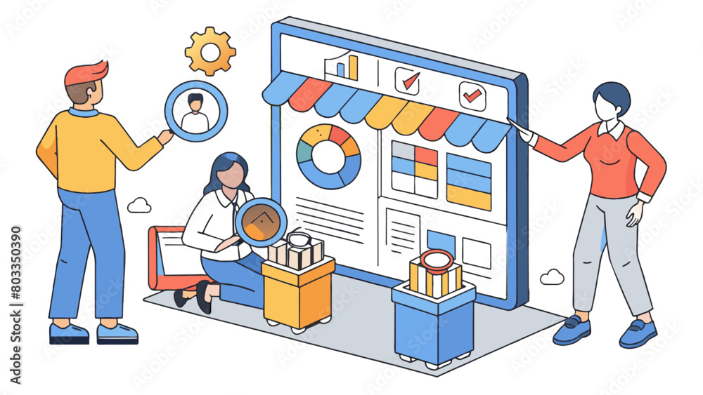 Poster A study on consumer behavior This study involves observing and gathering data on how consumers make purchasing decisions. Researchers may use surveys. Cartoon Vector