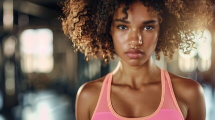 Determined Woman at Gym Workout