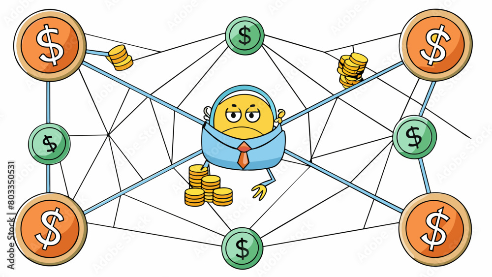 Poster A tangled web Debt can also be seen as a complicated and intricate web with multiple loans and payments interconnecting and creating a sense of. Cartoon Vector
