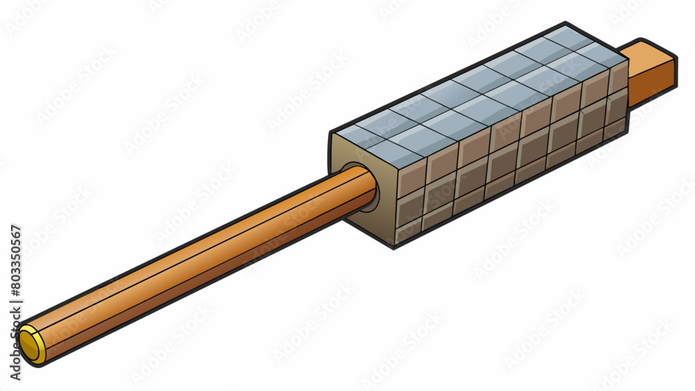 Poster A thick solid rod with a square crosssection typically used to connect two moving parts in a factory setting. Its surface is matte and rough with. Cartoon Vector