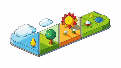 A temperate climate experiences four distinct seasons a warm summer with plenty of sunshine a crisp and colorful autumn a cold and snowy winter and a. Cartoon Vector