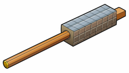 A thick solid rod with a square crosssection typically used to connect two moving parts in a factory setting. Its surface is matte and rough with. Cartoon Vector