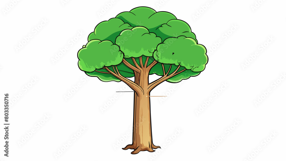 Poster a tree is a tall woody plant that has a trunk branches and leaves. it provides shade and produces ox