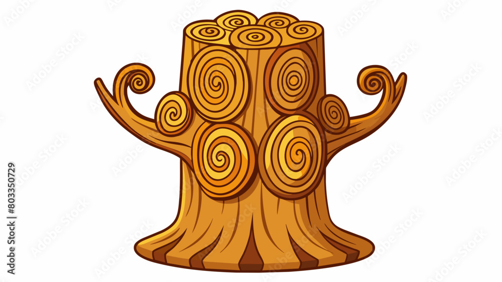 Poster A tree trunk with intricate patterns and curves created by years of growing and adapting to its environment.. Cartoon Vector