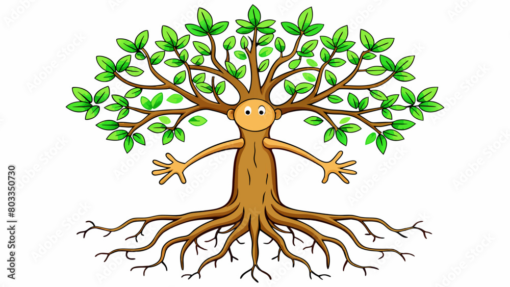 Poster a tree with roots representing past experiences and branches representing future potential illustrat