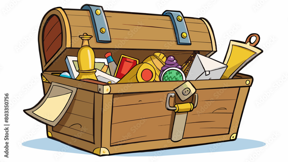 Poster a treasure chest full of old trinkets and souvenirs each one carefully stored and labeled with a han