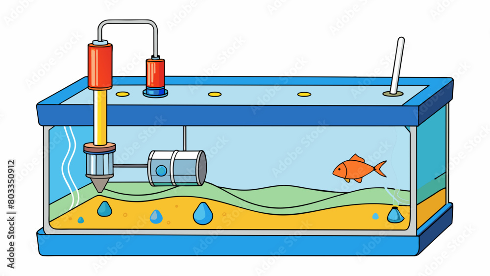 Fototapete A water level control system in a fish tank that uses a float switch to maintain a constant water level. The float switch is connected to a pump that. Cartoon Vector