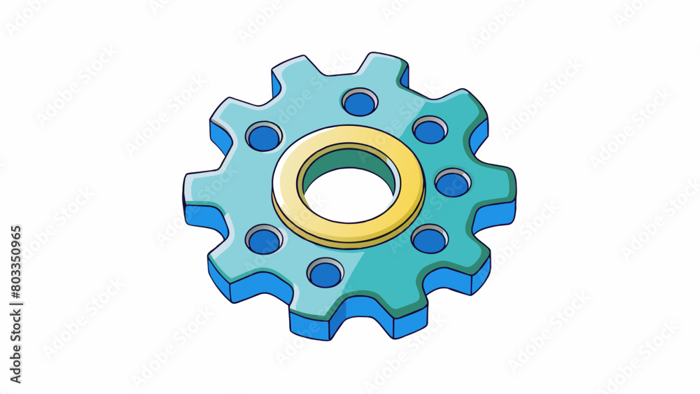 Poster a wheel with spokes and a cylindrical shape mounted on an overhead beam in a warehouse affixed to a 