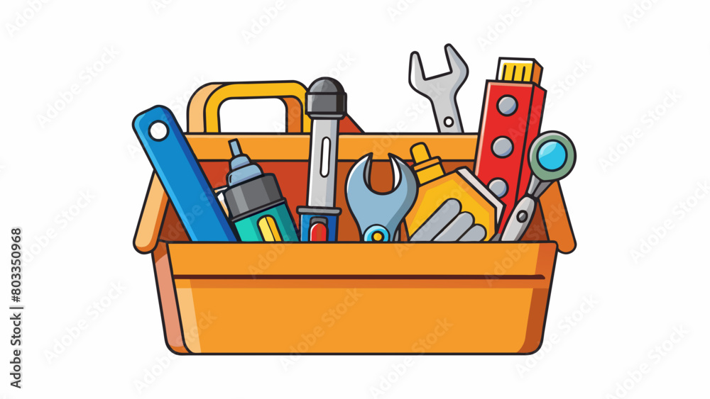 Poster A wellorganized toolbox filled with a variety of tools each one serving a specific purpose. The owner can confidently tackle any project on their own. Cartoon Vector