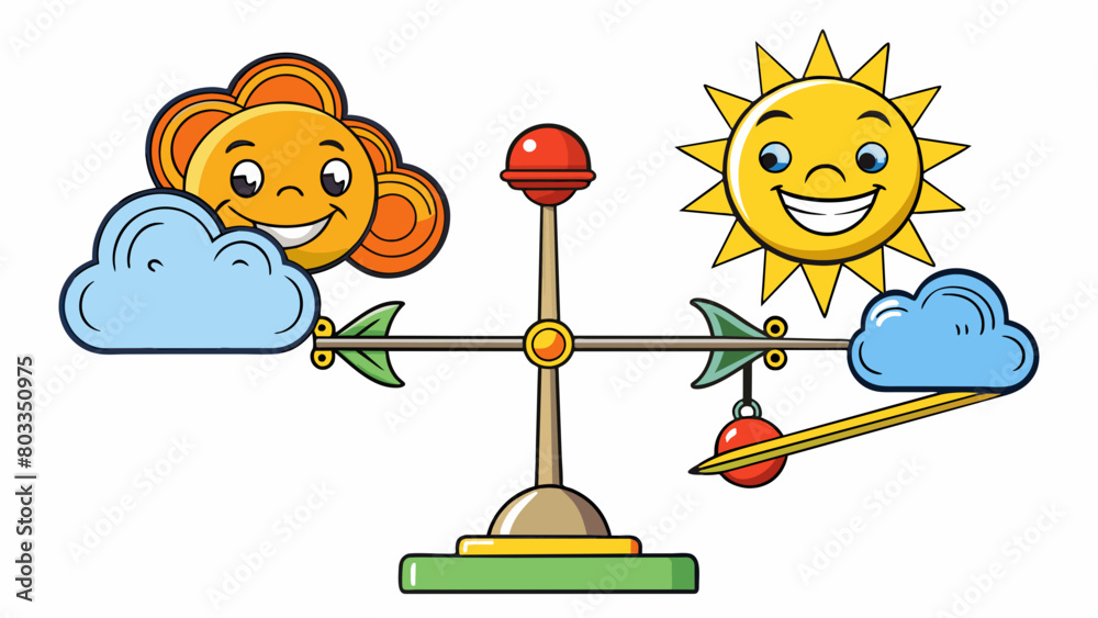 Aufkleber a weather vane pointing in different directions symbolizing the unpredictability and subjectivity of