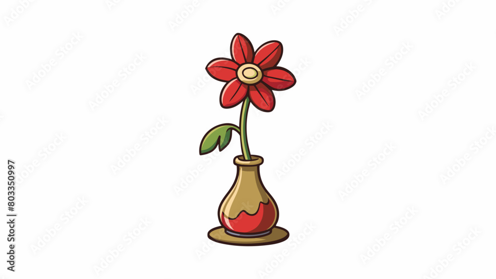 Poster a wilted flower in a vase its petals drooping and the stem . the flower was once a symbol of beauty 